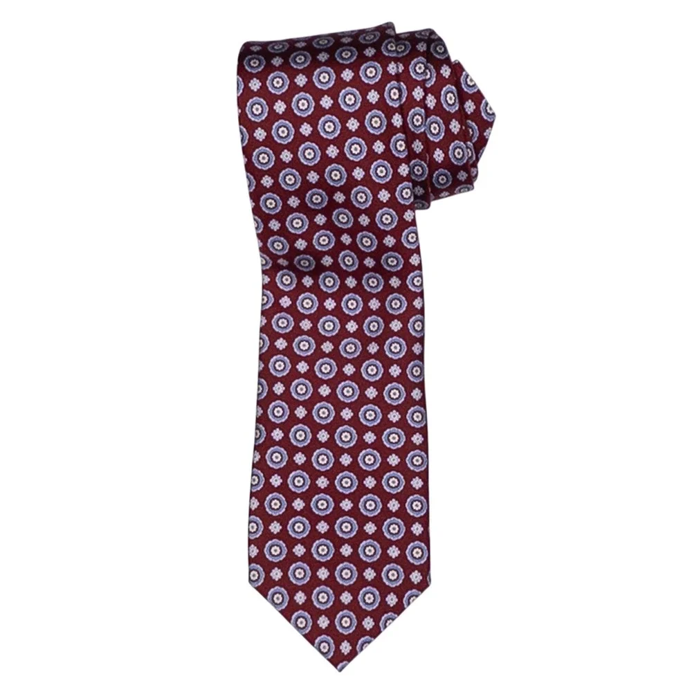 Brooks Brothers 346 Necktie Floral Medallion‎ Burgundy Silk Tie